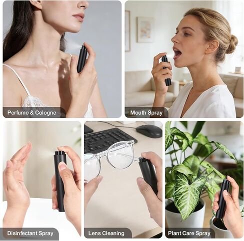 10ml Refillable Travel Perfume Spray Bottle - Portable Cologne Atomizer with 3 Transfer Tools, Leak-Proof - Travel Essentials for Men & Women, Matte Black in Saudi Arabia