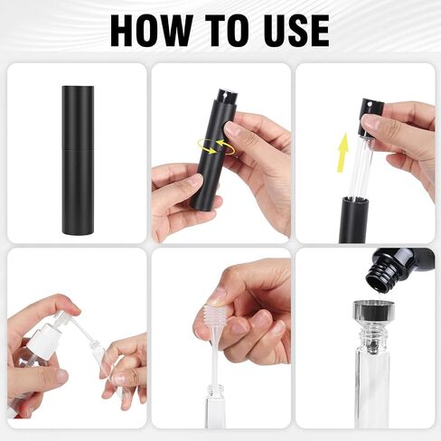 10ml Refillable Travel Perfume Spray Bottle - Portable Cologne Atomizer with 3 Transfer Tools, Leak-Proof - Travel Essentials for Men & Women, Matte Black in Saudi Arabia
