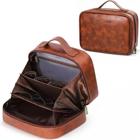 Mens Toiletry Travel Bag,PU Leather Toiletry Bag for Men,Water-Resistant Travel Bag for Toiletries,Brown Shaving Bag for Men, Mens Birthday Gift Ideas for Fathers Day Men Him Husband Dad in Saudi Arabia
