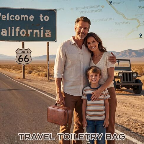 Mens Toiletry Travel Bag,PU Leather Toiletry Bag for Men,Water-Resistant Travel Bag for Toiletries,Brown Shaving Bag for Men, Mens Birthday Gift Ideas for Fathers Day Men Him Husband Dad in Saudi Arabia