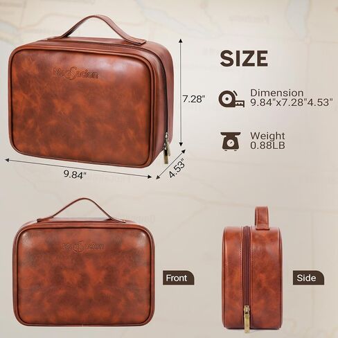 Mens Toiletry Travel Bag,PU Leather Toiletry Bag for Men,Water-Resistant Travel Bag for Toiletries,Brown Shaving Bag for Men, Mens Birthday Gift Ideas for Fathers Day Men Him Husband Dad in Saudi Arabia