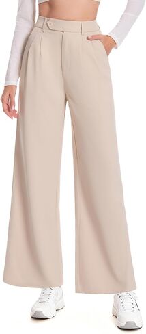 Women Wide Leg Dress Pants High Waisted Stretchy Work Pleated Office Trousers Business Casual Slacks Palazzo Pant in Saudi Arabia