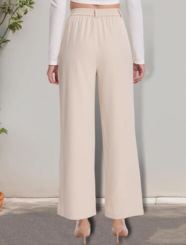 Women Wide Leg Dress Pants High Waisted Stretchy Work Pleated Office Trousers Business Casual Slacks Palazzo Pant in Saudi Arabia