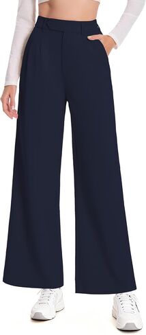 Women Wide Leg Dress Pants High Waisted Stretchy Work Pleated Office Trousers Business Casual Slacks Palazzo Pant in Saudi Arabia