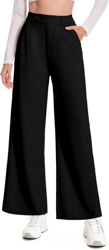 Women Wide Leg Dress Pants High Waisted Stretchy Work Pleated Office Trousers Business Casual Slacks Palazzo Pant in Saudi Arabia