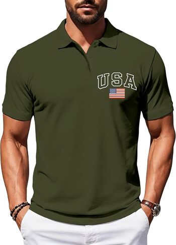 LBP Mens American Flag Polo Shirt USA & 1776 Patriotic Short Sleeve Casual Tops for Men in Saudi Arabia