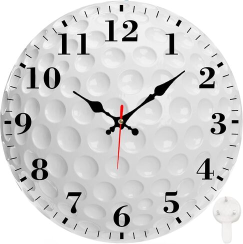 Identiy Golf Ball Texture Round Wall Clock 12 Inch, Silent Non-Ticking Battery Operated, Large Number Display Round Analog Wall Clock Decorative for Bedroom,Bathroom,Office and Kitchen in Saudi Arabia