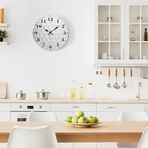 Identiy Golf Ball Texture Round Wall Clock 12 Inch, Silent Non-Ticking Battery Operated, Large Number Display Round Analog Wall Clock Decorative for Bedroom,Bathroom,Office and Kitchen in Saudi Arabia