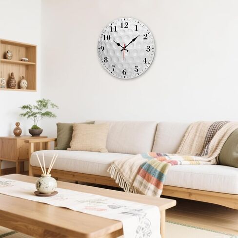 Identiy Golf Ball Texture Round Wall Clock 12 Inch, Silent Non-Ticking Battery Operated, Large Number Display Round Analog Wall Clock Decorative for Bedroom,Bathroom,Office and Kitchen in Saudi Arabia