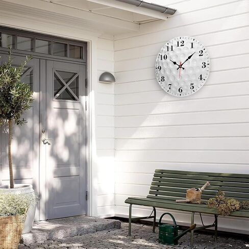 Identiy Golf Ball Texture Round Wall Clock 12 Inch, Silent Non-Ticking Battery Operated, Large Number Display Round Analog Wall Clock Decorative for Bedroom,Bathroom,Office and Kitchen in Saudi Arabia