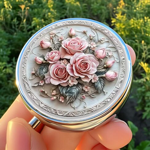 Stylish Pink Roses Floral-Themed Pill Box with 3 Compartments – Compact and Durable Organizer for Supplements and Medication in Kuwait