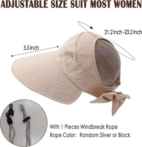 Women Sun Visor Hat Bow Adjustable Large Wide Brim Foldable Hats Summer UV Protection Beach Cap in Saudi Arabia
