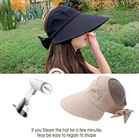 Women Sun Visor Hat Bow Adjustable Large Wide Brim Foldable Hats Summer UV Protection Beach Cap in Saudi Arabia