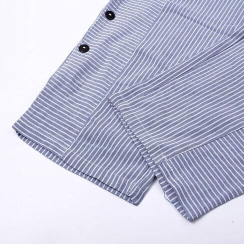 Tatumaie Women's Striped Linen Pants Casual Loose High Waist Trousers with Side Buttons Breathable Summer Pants with Pockets in Kuwait