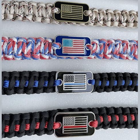 Paracord Bracelet with US Flag Side Release Buckle, Red White Blue in Saudi Arabia
