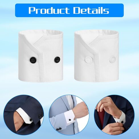 TIESOME 2 Pairs Fake Cuffs, Detachable Wrist Cuff Sleeves, False Hand Sleeve Garment Accessories for Women Men, Removable Shirt Blouse Dress Coat Decor in Kuwait