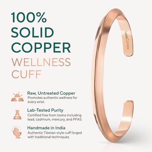 TheraCopper Copper Bracelet for Men & Women — 100% Pure Copper Bracelets — Raw, Solid & Uncoated Authentic Handmade Tibetan Bracelet Cuff Bangles (Prism & Tier Design) in Kuwait