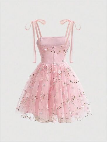 SHENHE Women's Prom Embroidery Ruffle Short Dress Babydoll Lace Sleeveless Corset Dresses in Kuwait