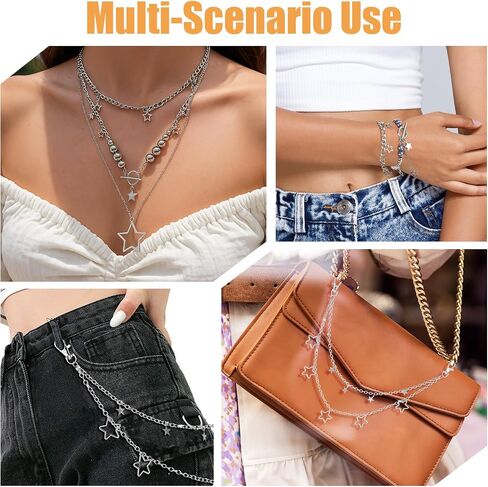 Y2k Accessories Set Stack Layered Necklace Cute Silver Star Bracelet Hip Hop Pants Chain Belt Goth Aesthetic Vintage Jewelry Set for Women in Kuwait