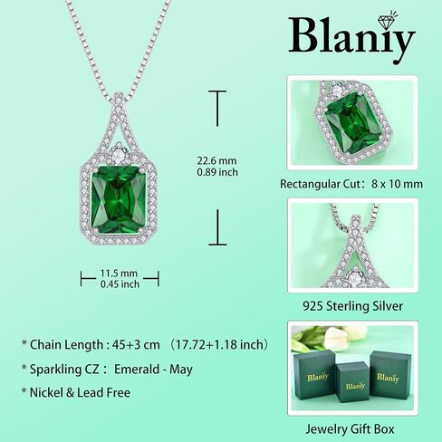 Emerald Cut Jewelry Set 925 Sterling Silver May Birthstone Emerald Necklace Earrings Halo Jewelry Gifts for Women in Saudi Arabia