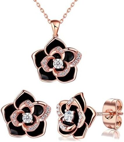 Rose Flower Necklace & Earrings Set in Saudi Arabia