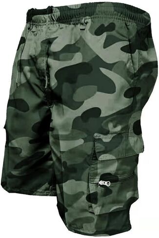 Cargo Pants for Men Workout Drawstring Elastic Pant Above Knee Hiking Slim Fit Shorts Summer Shorts with Multi Pockets in Kuwait