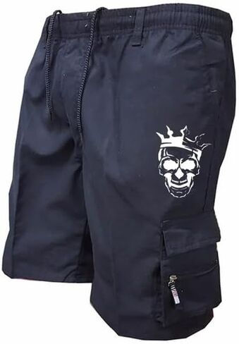 Cargo Pants for Men Workout Drawstring Elastic Pant Above Knee Hiking Slim Fit Shorts Summer Shorts with Multi Pockets in Kuwait