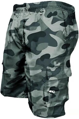 Cargo Pants for Men Workout Drawstring Elastic Pant Above Knee Hiking Slim Fit Shorts Summer Shorts with Multi Pockets in Kuwait