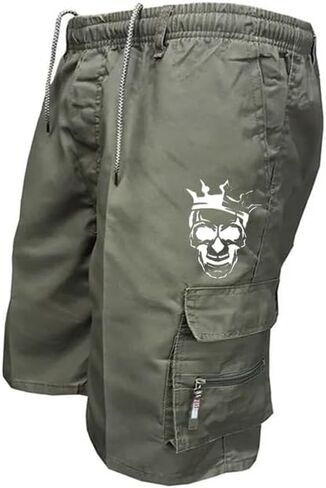 Cargo Pants for Men Workout Drawstring Elastic Pant Above Knee Hiking Slim Fit Shorts Summer Shorts with Multi Pockets in Kuwait