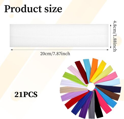 21 Pcs Head Band Pack, Non Slip Milk Silk Headbands Stretchy for Women & Men, Elastic Sweat Bands for Workout Yoga Running, Soft Fashion Hair Bands for Daily Use, Multicolor in Saudi Arabia