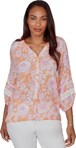 Floral Silky Gauze Peasant Blouse in Kuwait