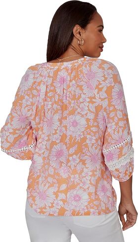 Floral Silky Gauze Peasant Blouse in Kuwait