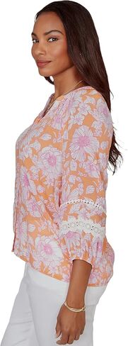 Floral Silky Gauze Peasant Blouse in Kuwait