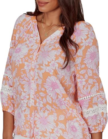Floral Silky Gauze Peasant Blouse in Kuwait