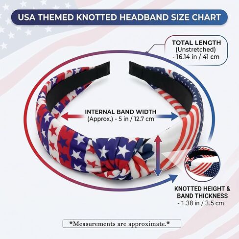 Miskate 4PCS American Flag Headbands for Women Girls Independence Day 4th of July Red White Blue Patriotic USA Bow Knotted Wide Headband Yoga Hair Band Hair Hoops in Kuwait
