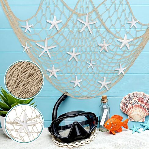 38 Pcs Starfish Fish Net Decorations 79 x 39 Inch Nature Fishing Fishnet Wall Decoration Beach Starfish Crafts for Coastal Bedroom Under The Sea Beach Party in Saudi Arabia