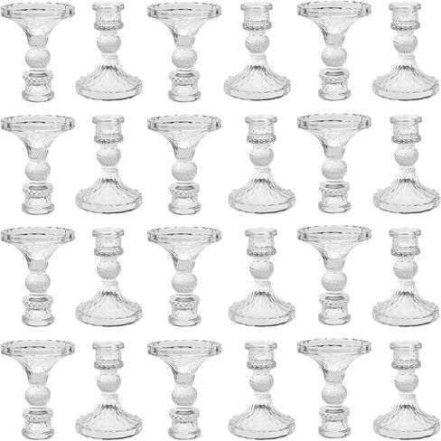 Glass Candle Holders Set, Vintage Decorative Design,Elegant Table Candlesticks Set for Dining Room,Wedding, Spring Party, Romantic Dinner, Festival & Windowsill Decor (6, White, XZS) in Saudi Arabia