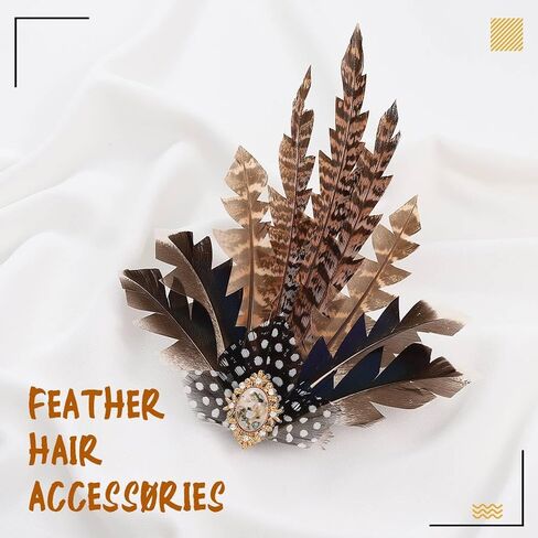 Feather Hair Clip 1920s Flapper Headpiece Feather Headdress Cocktail Costume Hair Accessories for Women in Saudi Arabia