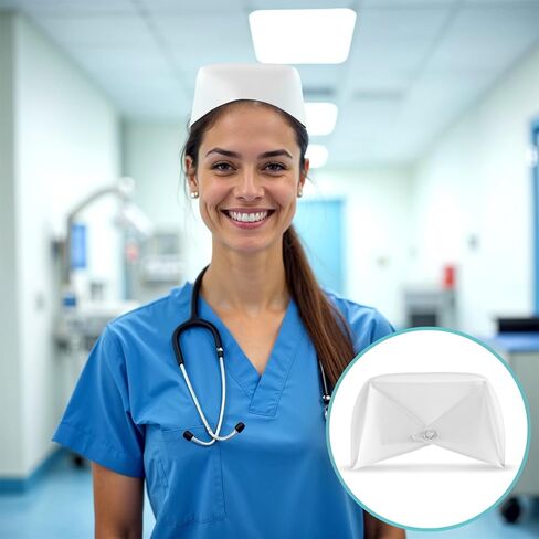 White Nurse Hat Costume Female Headband Nurse Cap Decoration Nursing Cap with Pins Nurses Caps Outfit for Nursing School Graduation Party Cosplay Halloween Dress Up in Saudi Arabia