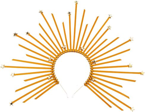 عصابة رأس للهالوين ماري هالو سبايك على شكل تاج نجمة الملكة تاج Sunburst Goddess Star Halo Gold خوذة للهالوين Cosplay إكسسوارات الشعر القوطية in Kuwait
