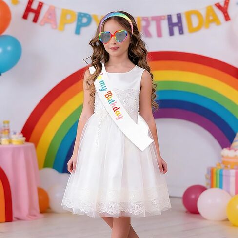 Rainbow Birthday Party Decorations Headband and It's my Birthday Sash with Sunglasses Colorful Birthday Decorations Pastel Rainbow Party Decorations for Women Girls in Saudi Arabia