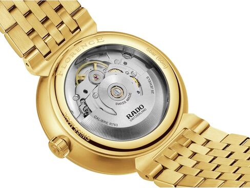 Rado - فلورنسا أوبن هارت - ساعة سويسرية أوتوماتيكية للجنسين - 39 ملم مينا فضي أبيض - سوار ذهبي من الفولاذ المقاوم للصدأ - R48904013 in Kuwait
