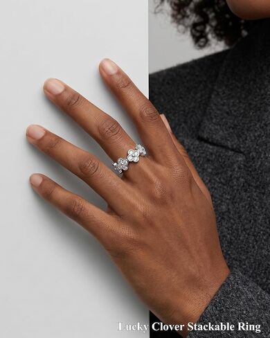 Four Leaf Clover Moissanite Ring for Women - 14K Gold Onyx Black with Cubic Zirconia Shamrock Ring - Hypoallergenic Non Tarnish Rings Stackable Thumb Adjustable Open Lucky Rings Gifts in Saudi Arabia