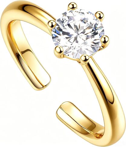 Four Leaf Clover Moissanite Ring for Women - 14K Gold Onyx Black with Cubic Zirconia Shamrock Ring - Hypoallergenic Non Tarnish Rings Stackable Thumb Adjustable Open Lucky Rings Gifts in Saudi Arabia