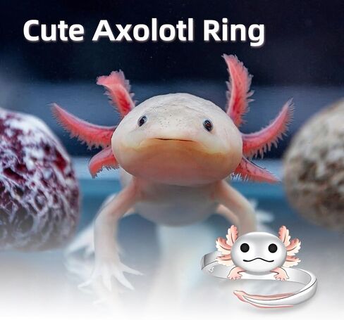 925 Sterling Silver Axolotl Ring for Women - Cute Animal Ring Mexican Axolotl Jewelry for Daughter Granddaughter Birthday Jewelry Gifts in Saudi Arabia