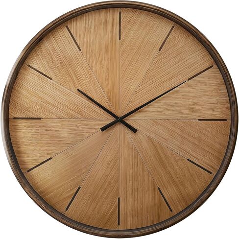 Monarch Specialties I 9022 Clocks, 30" Round, Large Oversized, Wall Clock, Brown, Modern, Contemporary in Kuwait