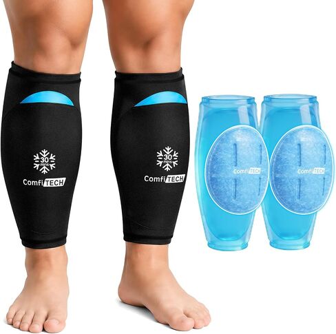 ComfiTECH Shin Splint Relief Ice Pack Wraps with 30-Min Extended Cooling for Injures, Dual-Gel Calf Ice Packs for Leg & Arm, Reusable Gel Cold Pack for Muscle Relaxation, Post-Workout Recovery, L in Saudi Arabia