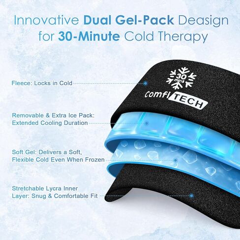 ComfiTECH Shin Splint Relief Ice Pack Wraps with 30-Min Extended Cooling for Injures, Dual-Gel Calf Ice Packs for Leg & Arm, Reusable Gel Cold Pack for Muscle Relaxation, Post-Workout Recovery, L in Saudi Arabia