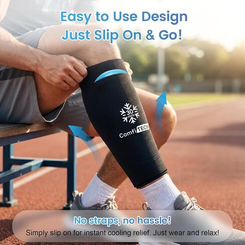 ComfiTECH Shin Splint Relief Ice Pack Wraps with 30-Min Extended Cooling for Injures, Dual-Gel Calf Ice Packs for Leg & Arm, Reusable Gel Cold Pack for Muscle Relaxation, Post-Workout Recovery, L in Saudi Arabia
