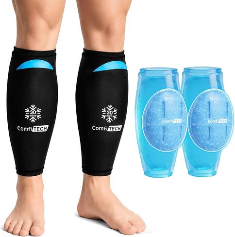ComfiTECH Shin Splint Relief Ice Pack Wraps with 30-Min Extended Cooling for Injures, Dual-Gel Calf Ice Packs for Leg & Arm, Reusable Gel Cold Pack for Muscle Relaxation, Post-Workout Recovery, L in Saudi Arabia